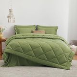 Love's cabin Twin Comforter Set Olive Green, 5 Pieces Twin Bed in a Bag, All Season Bedding Sets with 1 Comforter, 1 Flat Sheet, 1 Fitted Sheet, 1 Pillowcase and 1 Pillow Sham Love's cabin