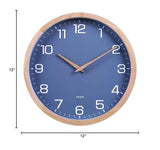 Kesin Wall Clock 12 Inch Silent Non Ticking Wood Wall Clocks Battery Operated - Wooden Blue Modern Simple Clock Decorative for Kitchen,Living Room,Bedroom,Kid’s Room Kesin
