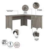 Bush Furniture Salinas L-Shaped Storage | Study Table with Drawers & Cabinets | Home Office Computer Desk, 60W, Driftwood Gray Bush Business Furniture