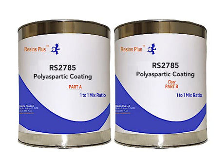 Resins Plus Polyaspartic - RS2785 | 2 Gallon Kit - Clear | Garage Floor Epoxy Kit | Concrete Cement Wood Surface | High UV and Abrasion Resistant | Professional Finish Resins Plus