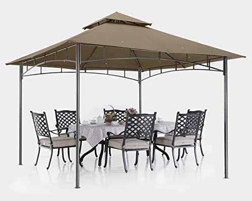 ABCCANOPY Gazebos for Patios 8x8 - Outdoor Steel Frame Gazebo for Lawn Backyard Garden Deck (Khaki) ABCCANOPY