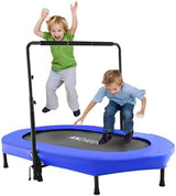 ANCHEER 56" Double Mini Trampoline for Kids, Mini Rebounder with 5-Level Adjustable Handle, Parent-Child Trampoline for Kids, Max Load 220lbs, Fun for Indoor/Outdoor ANCHEER
