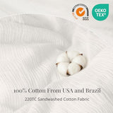 RENEWROOTS Off White Duvet Cover Queen Size, 100% Sandwashed Cotton Soft Queen Duvet Cover Set 3 Pieces with Zipper Clousre & Corner Buttons (Off White, Queen 90 x 90) RENEWROOTS