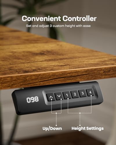 Marsail Electric Standing Desk, Adjustable Height Stand up Desk, 48 x 24 Inches Sit Stand Home Office Desk, Computer Desk, Rustic Brown Marsail