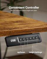 Marsail Electric Standing Desk, Adjustable Height Stand up Desk, 48 x 24 Inches Sit Stand Home Office Desk, Computer Desk, Rustic Brown Marsail