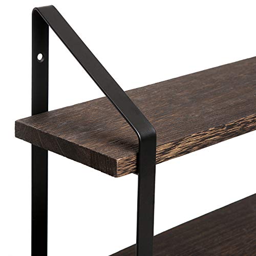 Mkono Floating Wall Shelves 3 Tier 17 Inch Rustic Hanging Shelf with Metal Bracket Wall Mount Wood Storage Display Shelves for Living Room Bathroom Bedroom Kitchen Office,Medium Mkono