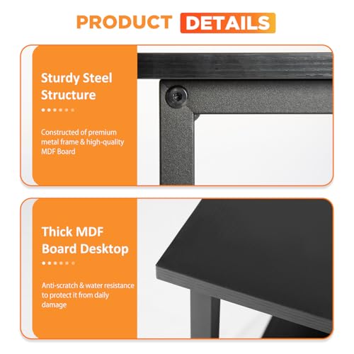 PayLessHere 39 Inch L-Shaped Computer Desk,Gaming Desk with Durable Metal Frame,Corner Desk with Reversible Storage Shelves for Home Office Gaming Study,Black (39 inch) PayLessHere