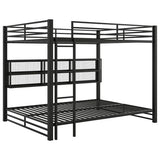 Harper & Bright Designs Queen Over Queen Bunk Bed with Storage Cabinets and LED Lights, Metal Bunk Bed Frame for Kids Teens, Black Harper & Bright Designs