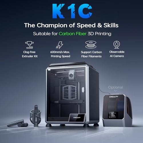 Creality K1C 3D Printer with AI Camera & Touchscreen, 600mm/s Fast Printing Speed, Support Carbon Fiber Filaments, Auto Calibration for Leveling, Anti-Vibration Design, Out of The Box Experie - WoodArtSupply