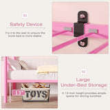 VECELO Bunk Bed Twin Over Twin, Metal Bunkbeds with Ladder and Full-Length Guardrail, No Box Spring Needed, Space Saving, Noise Free, Light Pink VECELO