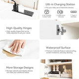 FJTJBSI 70" Fireplace TV Stand with 36" Electric Fireplace Entertainment Center with Charging Station and LED Light Console Table for Television up to 80 inch with Storage for Living Room FJTJBSI