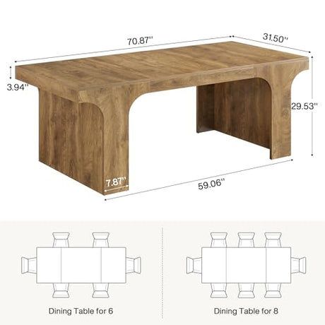 Tribesigns 70.87" W x 31.5" D Executive Conference Table for 6-8, Large Office Meeting Table, Simple Computer Writing Desk Workstation for Meeting Room, Boardroom, Wood Grain Tribesigns