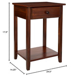 Casual Home Night Owl Nightstand with USB Ports-Warm Brown Casual Home