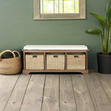 SAFAVIEH American Homes Collection Lonan Grey and White Wicker Storage Bench, 0, Brown SAFAVIEH