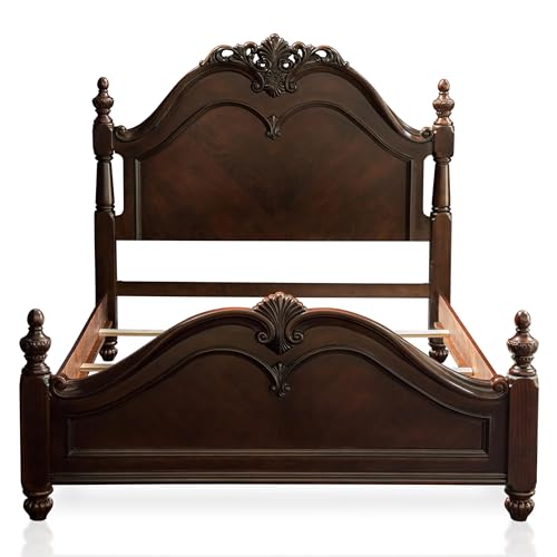 Furniture of America FOA Ruben 3pc Cherry Wood Panel Bedroom Set - Queen + Nightstand + Chest Furniture of America