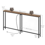 YATINEY Narrow Console Table, 70.9" Behind Couch Table Skinny, Small Entryway Table with Power Outlets, Modern Hallway Table for Living Room, Entryway, Rustic Brown and Black CT15UBR YATINEY