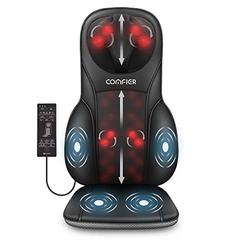 COMFIER Shiatsu Back Massager with Heat, Deep Kneading & Rolling Massage Chair Pad, Chair Massager for Office Home Use Mothers Day Gifts for Womem COMFIER