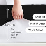 Hotella 100% Microfiber Full Size Fitted Sheet Only, 54"x75" Hotel Quality Deep Pocket Bottom Sheet, Up to 14" Matress Protector, Machine Washable and Non-Fade, Snug Fit & Stay in Place,Black Hotella