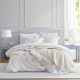 Martha Stewart - King Quilt Set, 100% Cotton Reversible Bedding Set, Incredibly Soft Feel for Year Round Comfort, 3 Piece Bed Set with Matching Pillowcases (Flower Block Print Blue) Martha Stewart