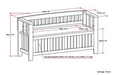 Acadian Solid Wood 48 Inch Transitional Entryway Storage Bench in Brunette Brown SIMPLIHOME