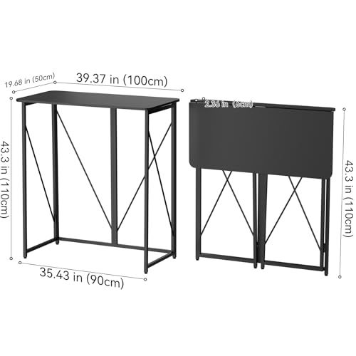 AIWOPET Folding Standing Desk, 39" Foldable Standing Desk, Collapsible Sit Stand Desk for Walking Pad Treadmill Home Office Living Room and Bedroom, 19.68" D x 39.37" W x 43.3" H, Black AIWOPET