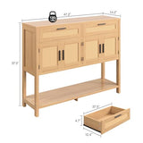 FiveWillowise Buffet Sideboard Cabinet with Open Storage, Boho Storage Cabinet with Rattan Doors and Drawers, Rattan Console Table Coffee Bar Buffet Table for Entryway, Kitchen, Living Room FiveWillowise