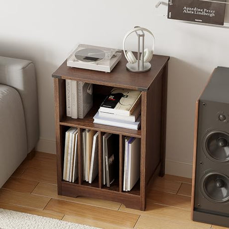 ChooChoo Record Player Stand, Vinyl Record Storage Cabinet, Turntable Stand Holds up to 160 Albums, Record Player Table Display Shelf for Living Room, Bedroom, Office, Walnut ChooChoo