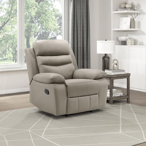 Lexicon 41" W Manual Reclining Chair, Top Grain Leather Match Recliner, Home Theater Seating, Wall Hugger Recliner, Manual Reclining Sofa Chair for Living Room/Office/Apartment, Latte