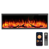 R.W.FLAME 50 Inch Smart Electric Fireplace Recessed and Wall Mounted with Adjustable Flame Colors and Speed, Alexa/WiFi Enabled, APP Control with Multiple Sound Modes, Log & Crystal Options R.W.FLAME