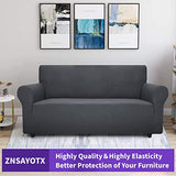 ZNSAYOTX Super Stretch Couch Cover (72"-92") Universal Sofa Covers with Elastic Bottom, Dog Cat Pets Friendly Washable Furniture Protector Fitted Sofa Slipcovers Stay in Place (Dark Grey, Sofa) ZNSAYOTX