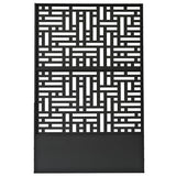 Oakland Living 6 ft. X 4 ft. Black Freestanding Metal Privacy Screen Room Divider with Flower Box Oakland Living