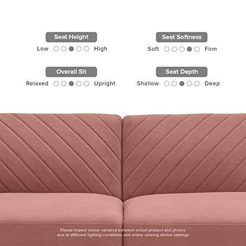 mopio Futon Sofa Bed, Couch, Small Sofa, Sleeper Sofa, Loveseat, Mid Century Modern Futon Couch, Sofa Cama, Couches for Living Room (Old Rosa Velvet) mopio