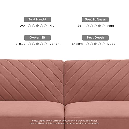 mopio Futon Sofa Bed, Couch, Small Sofa, Sleeper Sofa, Loveseat, Mid Century Modern Futon Couch, Sofa Cama, Couches for Living Room (Old Rosa Velvet) - WoodArtSupply