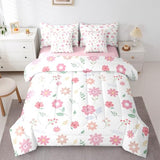 Feelyou Cute Flower 7 Piece Bedding Set Fresh Flower Floral Comforter Set with Sheets for Kids Boys Girls Nature Plants Bed in a Bag Pink Green Bed Set Soft Lightweight Feelyou