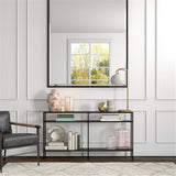Henn&Hart 55" Wide Rectangular Console Table with Metal Shelves in Blackened Bronze, Entryway Table, Accent Table for Living Room, Hallway Henn&Hart