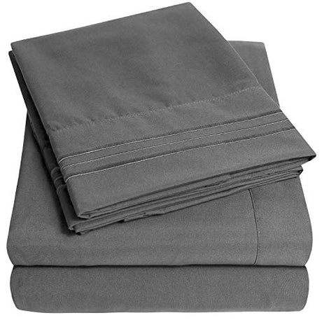 1500 Supreme Collection King Sheet Sets Gray - Luxury Hotel Bed Sheets and Pillowcase Set for Mattress - Extra Soft, Elastic Corner Straps, Deep Pocket, Gray Sweet Home Collection