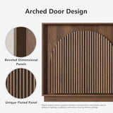 win2win Fluted Sideboard Buffet Cabinet with Storage, 65" Mid Century Modern Accent Cabinet with Double-Layered Arch Doors,Wood Media TV Console Table Credenza for Living Room Hallway Entryway,Walnut win2win