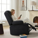 GAOHAPPY Swivel Rocker Recliner Chair, Manual Recliner Single Sofa with Cup Holders and Side Pocket, Chenille Fabric, Upholstered Nursery Rocking Chair for Living Room, Bedroom, Black