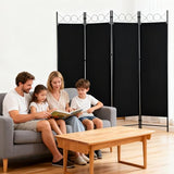DUMOS 4 Panel Partition Room Divider, 6 Ft Tall Folding Privacy Screen, Freestanding Partition with Steel Frame, Easy Move & Storage, for Home, Office, Bedroom, Black DUMOS