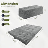 MAXYOYO Folding Mattress with Handles, 6 Inch Tri-Fold Mattress Floor Sofa Bed, Soft Faux Fur Folding Bed with Supportive Foam Filling, Portable Guest Couch for Sleeping, Full, Grey MAXYOYO