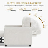 DWVO 55" Convertible Sofa Bed, 3-in-1 Sleeper Sofa with Pull-Out Bed, Linen Futon Couch with Adjustable Backrest and Side Pocket, Modern Loveseat for Living Room Apartment, Light Beige DWVO