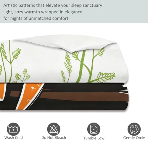 3-Piece Double-Sided Printed Duvet Cover Set Single – Soft Microfiber Bedding with Minimalist Carrot Modern Design with Zipper Closure,Includes 1 Duvet Cover + 2 Pillowcases Multicolor Generic