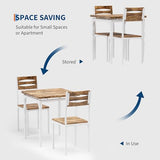 GarveeHome Dining Table Set for 2, Dining Table and Chairs Set of 2, 3 Piece Dining Table Set with Spiral Table Legs for Small Spaces, Kitchen, Apartment, White Brown GarveeHome