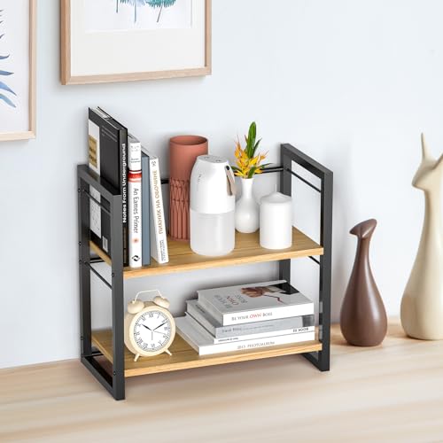 ART-GIFTREE 2-Tier Wood Desk Shelf Organizer for Office and Home Storage - Black - WoodArtSupply