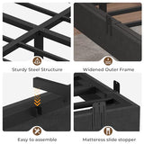 ADORNEVE Floating Queen Bed Frame, LED Bed Frame Linen Upholstered Platform Bed with Underbed Storage Space, Heavy Steel Slats Support, No Box Spring Needed, Noise Free，Dark Grey ADORNEVE