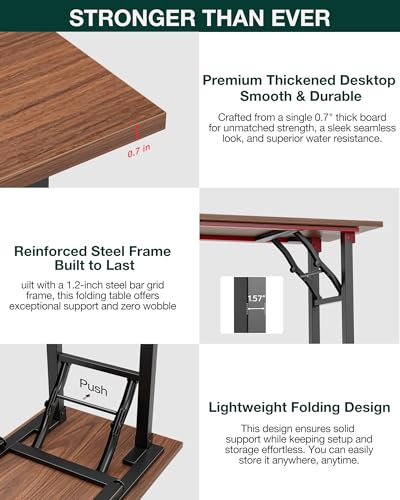 Frylr Small Folding Computer Desk – Portable 35.8 Inch Foldable Laptop Table, Collapsible and Compact for Easy Storage and Fast Setup, Lightweight for Small Spaces, Craft and Study Use, Dark Walnut Frylr
