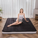 MAXYOYO Futon Mattress, Padded Japanese Floor Mattress Quilted Bed Mattress Topper, Extra Thick Folding Sleeping Pad Breathable Floor Lounger Guest Bed for Camping Couch, Black, Full Size MAXYOYO