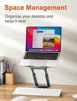 tounee Telescopic Laptop Stand for Desk with 360° Swivel Base, Sit to Stand, Height Adjustable, Portable Riser Holder for Good Posture, Compatible with MacBook Pro, All Laptops 10-17"-Gray tounee