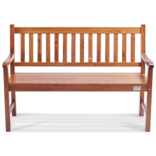 VEVOR Wood Outdoor Bench, 2-Person Garden Bench with Backrest and Armrests, 800 lbs Load Capacity,All-Weather Never Rot Patio Bench for Garden, Park, Yard, Front Porch VEVOR