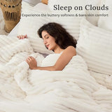 Sasttie Twin/Twin-XL Comforter Set 2 Pieces - Super Soft Fleece Comforters Twin/Twin-XL Size, 1 Luxury Warm Fuzzy Marshmallow Comforter with 1 Pillow Case, Faux Fur Bedding Set, Cream White Sasttie